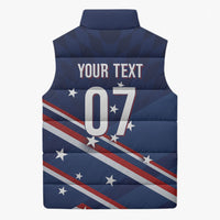 USA Custom Rugby Stars Motif Sleeveless Puffer Jacket GO Eagles