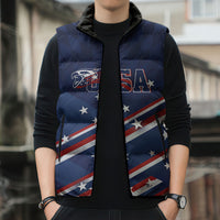USA Custom Rugby Stars Motif Sleeveless Puffer Jacket GO Eagles