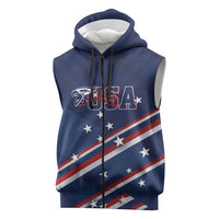 USA Custom Rugby Stars Motif Sleeveless Zip Hoodie GO Eagles