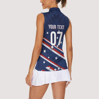 USA Custom Rugby Stars Motif Women Sleeveless Polo Shirt GO Eagles