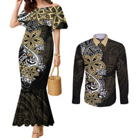 polynesian-pride-couples-matching-mermaid-dress-and-long-sleeve-button-shirts-tiare-with-plumeria-mix-style