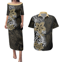 Polynesian Pride Couples Matching Puletasi Dress and Hawaiian Shirt Tiare With Plumeria Mix Style LT7 - Wonder Print Shop