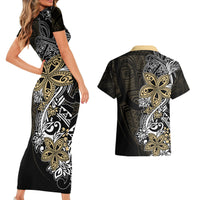 Polynesian Pride Couples Matching Short Sleeve Bodycon Dress and Hawaiian Shirt Tiare With Plumeria Mix Style LT7 - Wonder Print Shop