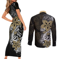 Polynesian Pride Couples Matching Short Sleeve Bodycon Dress and Long Sleeve Button Shirts Tiare With Plumeria Mix Style LT7 - Wonder Print Shop