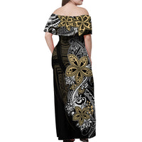 Polynesian Pride Off Shoulder Maxi Dress Tiare With Plumeria Mix Style - Wonder Print Shop