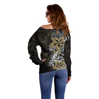 Polynesian Pride Off Shoulder Sweater Tiare With Plumeria Mix Style - Wonder Print Shop