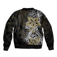 Polynesian Pride Sleeve Zip Bomber Jacket Tiare With Plumeria Mix Style - Wonder Print Shop