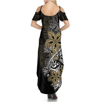 Polynesian Pride Summer Maxi Dress Tiare With Plumeria Mix Style - Wonder Print Shop