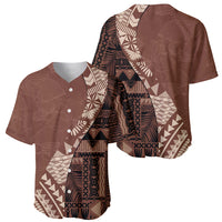 Bula Fiji Baseball Jersey Tribal Masi Tapa - Brown LT7 - Wonder Print Shop