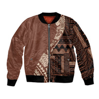 Bula Fiji Bomber Jacket Tribal Masi Tapa - Brown LT7 - Wonder Print Shop