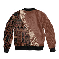 Bula Fiji Bomber Jacket Tribal Masi Tapa - Brown LT7 - Wonder Print Shop