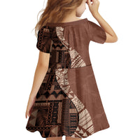 Bula Fiji Family Matching Long Sleeve Bodycon Dress and Hawaiian Shirt Tribal Masi Tapa - Brown LT7 - Wonder Print Shop