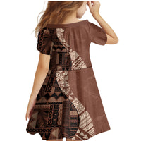 Bula Fiji Family Matching Mermaid Dress and Hawaiian Shirt Tribal Masi Tapa - Brown LT7 - Wonder Print Shop
