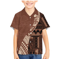 Bula Fiji Family Matching Mermaid Dress and Hawaiian Shirt Tribal Masi Tapa - Brown LT7 - Wonder Print Shop