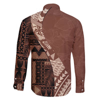 Bula Fiji Family Matching Off Shoulder Maxi Dress and Hawaiian Shirt Tribal Masi Tapa - Brown LT7 - Wonder Print Shop