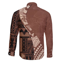 Bula Fiji Family Matching Short Sleeve Bodycon Dress and Hawaiian Shirt Tribal Masi Tapa - Brown - Wonder Print Shop