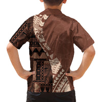 Bula Fiji Family Matching Tank Maxi Dress and Hawaiian Shirt Tribal Masi Tapa - Brown - Wonder Print Shop