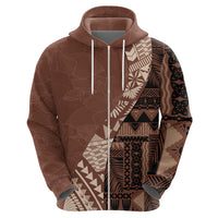 Bula Fiji Hoodie Tribal Masi Tapa - Brown - Wonder Print Shop