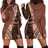 Bula Fiji Hoodie Dress Tribal Masi Tapa - Brown - Wonder Print Shop
