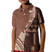 Bula Fiji Kid Polo Shirt Tribal Masi Tapa - Brown - Wonder Print Shop