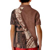 Bula Fiji Kid Polo Shirt Tribal Masi Tapa - Brown - Wonder Print Shop
