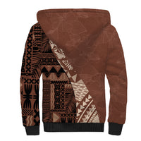 Bula Fiji Sherpa Hoodie Tribal Masi Tapa - Brown - Wonder Print Shop