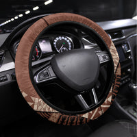 Bula Fiji Steering Wheel Cover Tribal Masi Tapa - Brown - Wonder Print Shop