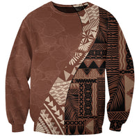 Bula Fiji Sweatshirt Tribal Masi Tapa - Brown - Wonder Print Shop