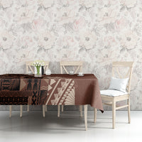 Bula Fiji Tablecloth Tribal Masi Tapa - Brown - Wonder Print Shop