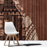 Bula Fiji Window Curtain Tribal Masi Tapa - Brown - Wonder Print Shop