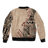 Bula Fiji Bomber Jacket Tribal Masi Tapa - Beige LT7 - Wonder Print Shop