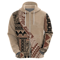 Bula Fiji Hoodie Tribal Masi Tapa - Beige - Wonder Print Shop