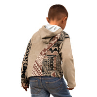Bula Fiji Kid Hoodie Tribal Masi Tapa - Beige - Wonder Print Shop
