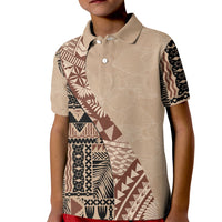 Bula Fiji Kid Polo Shirt Tribal Masi Tapa - Beige - Wonder Print Shop