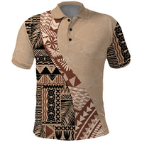 Bula Fiji Polo Shirt Tribal Masi Tapa - Beige - Wonder Print Shop