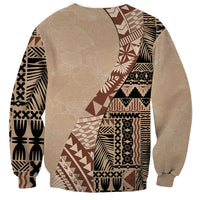 Bula Fiji Sweatshirt Tribal Masi Tapa - Beige - Wonder Print Shop