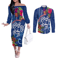 guam-christmas-couples-matching-off-the-shoulder-long-sleeve-dress-and-long-sleeve-button-shirt-turtle-mix-tapa-felis-pasgua