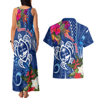 Guam Christmas Couples Matching Tank Maxi Dress and Hawaiian Shirt Turtle Mix Tapa Felis Pasgua LT7 - Wonder Print Shop