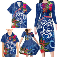 Guam Christmas Family Matching Long Sleeve Bodycon Dress and Hawaiian Shirt Turtle Mix Tapa Felis Pasgua LT7 - Wonder Print Shop