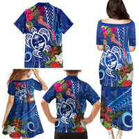 Guam Christmas Family Matching Puletasi Dress and Hawaiian Shirt Turtle Mix Tapa Felis Pasgua - Wonder Print Shop