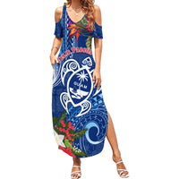 Guam Christmas Family Matching Summer Maxi Dress and Hawaiian Shirt Turtle Mix Tapa Felis Pasgua - Wonder Print Shop