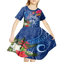 Guam Christmas Kid Short Sleeve Dress Turtle Mix Tapa Felis Pasgua - Wonder Print Shop