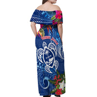 Guam Christmas Off Shoulder Maxi Dress Turtle Mix Tapa Felis Pasgua - Wonder Print Shop