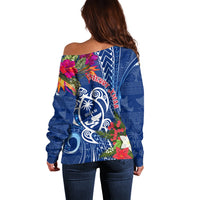 Guam Christmas Off Shoulder Sweater Turtle Mix Tapa Felis Pasgua - Wonder Print Shop