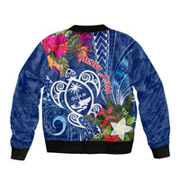Guam Christmas Sleeve Zip Bomber Jacket Turtle Mix Tapa Felis Pasgua - Wonder Print Shop