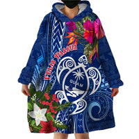 Guam Christmas Wearable Blanket Hoodie Turtle Mix Tapa Felis Pasgua - Wonder Print Shop