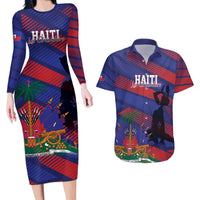 Haiti Football Personalized Les Grenadiers Couples Matching Long Sleeve Bodycon Dress and Hawaiian Shirt Echoes of History - Wonder Print Shop