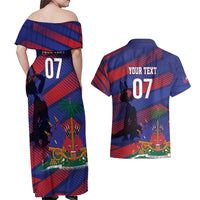 Haiti Football Personalized Les Grenadiers Couples Matching Off Shoulder Maxi Dress and Hawaiian Shirt Echoes of History - Wonder Print Shop