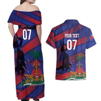 Haiti Football Personalized Les Grenadiers Couples Matching Off Shoulder Maxi Dress and Hawaiian Shirt Echoes of History - Wonder Print Shop