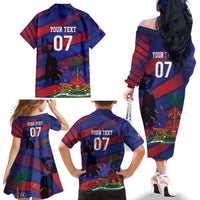 Haiti Football Personalized Les Grenadiers Family Matching Off The Shoulder Long Sleeve Dress and Hawaiian Shirt Echoes of History - Wonder Print Shop